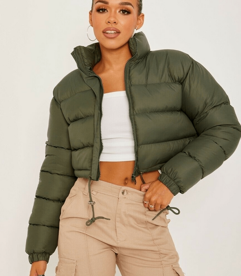 Short puffer jacket with drawstring - carry