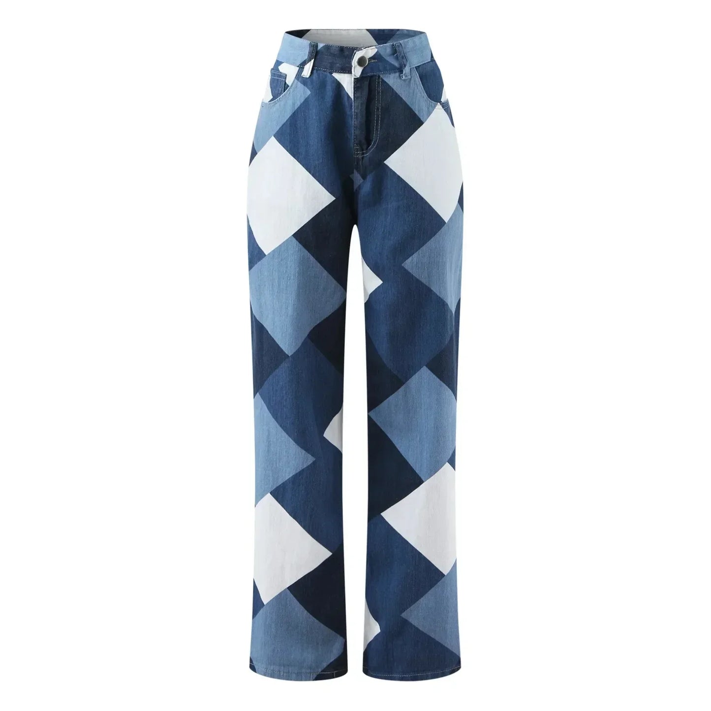 Monica Chequered Denim Jeans