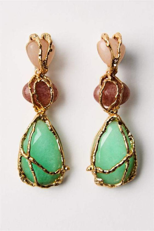 Multi Gem Dangle Earrings