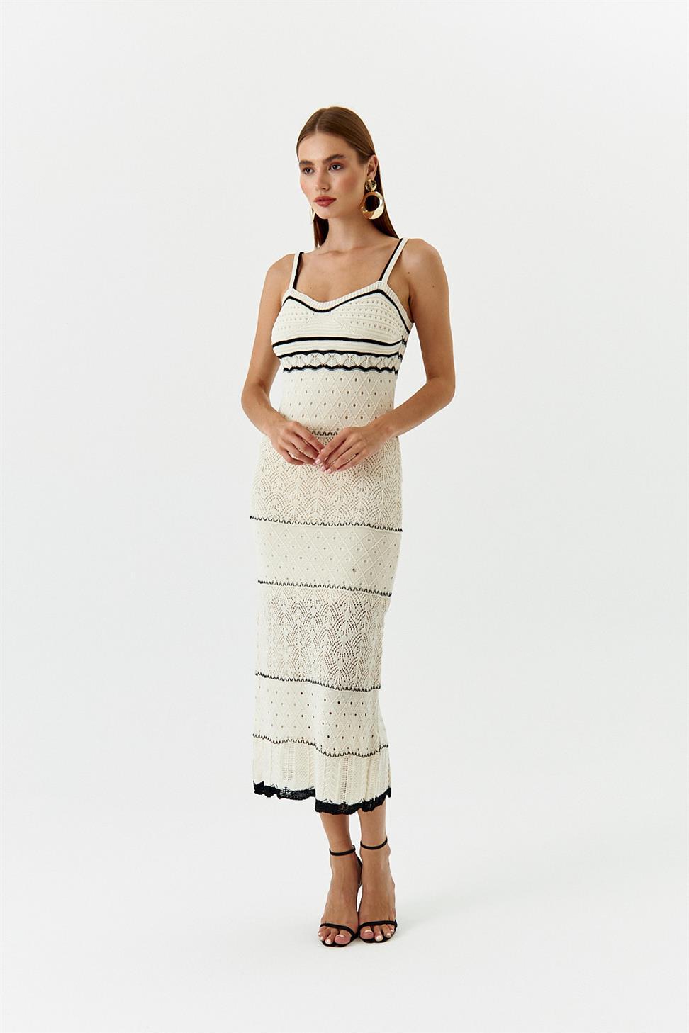 Nan Contrast Crochet Maxi Slip Dress