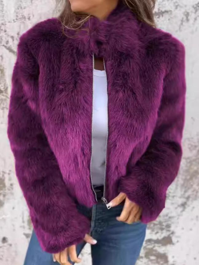 Kaylen | elegant fur coat with zipper