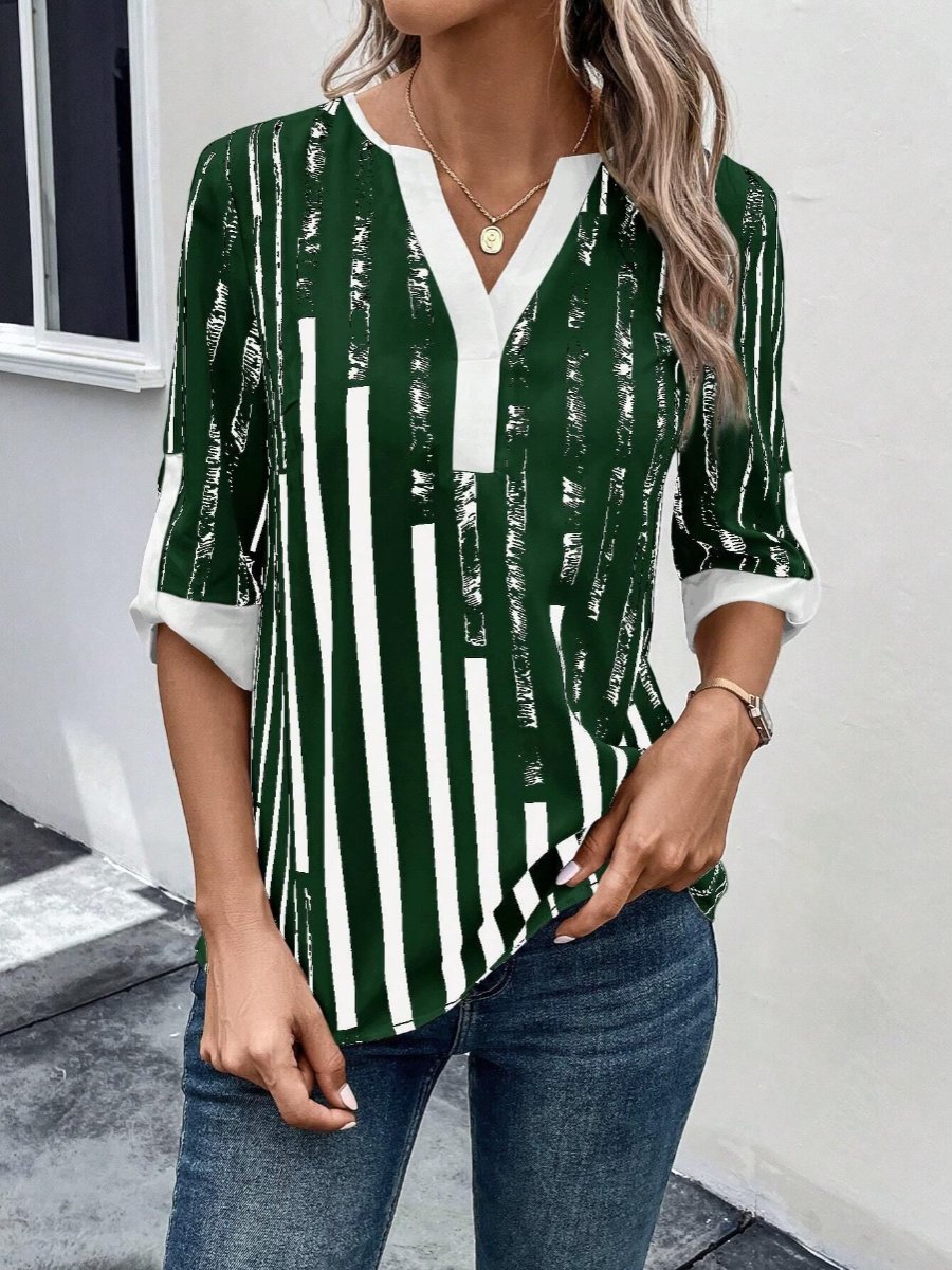 Color Block Floral Print Half Sleeve Shirt