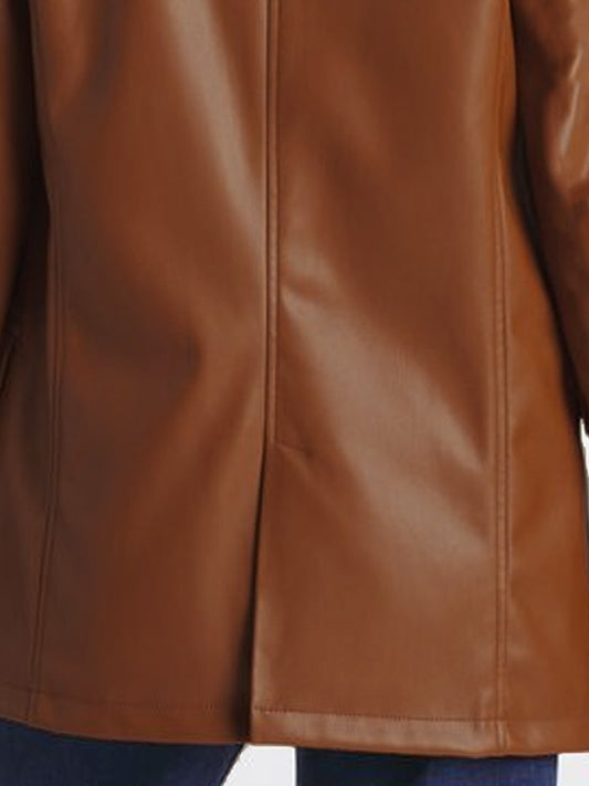 V-Neck Leather Suit Pants Two-piece Set