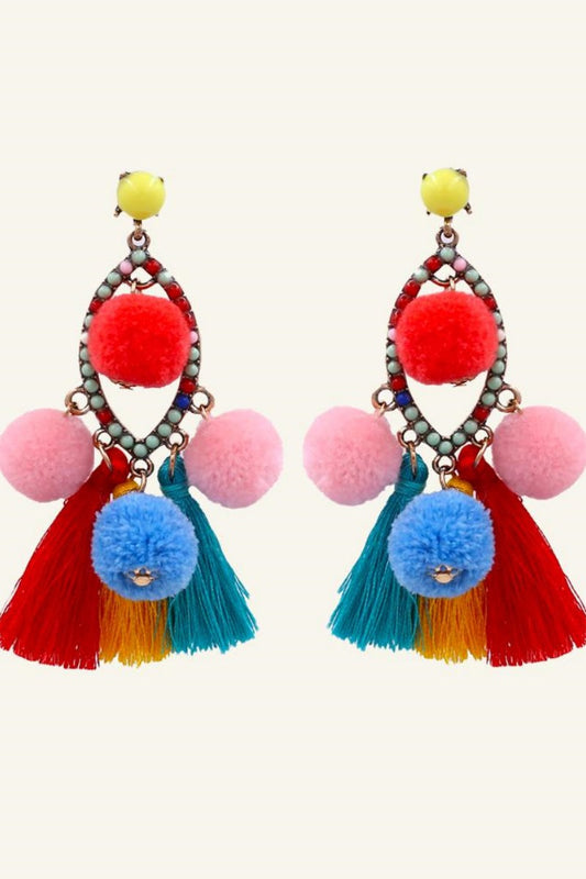 Pom Pom Tassel Earrings