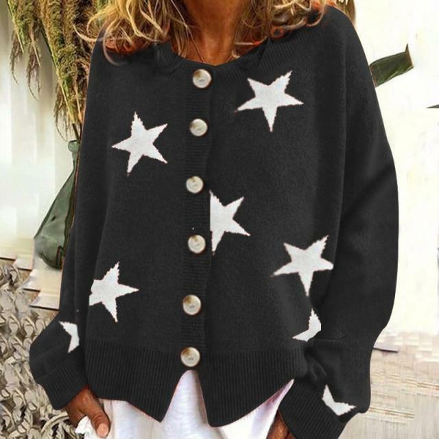 Fashion Star Print Cardigan