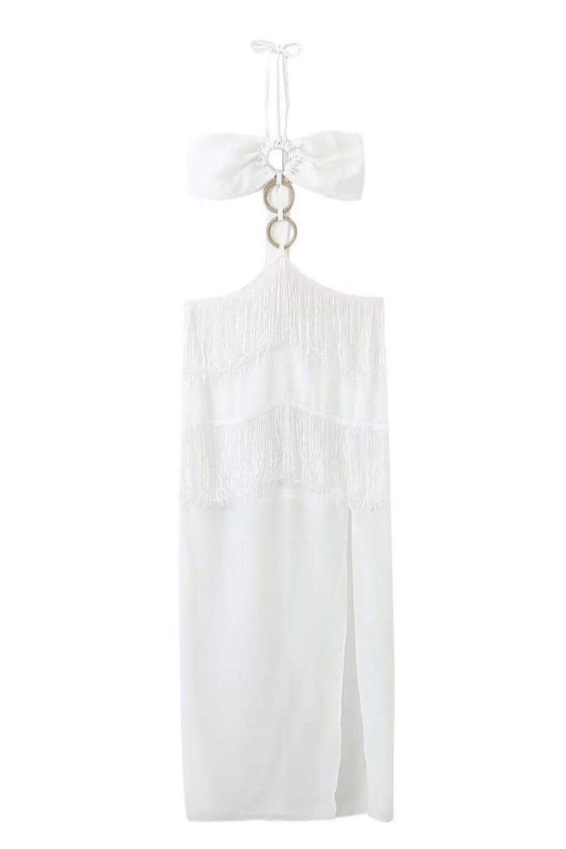 Rebecca Halterneck Tassel Maxi Dress