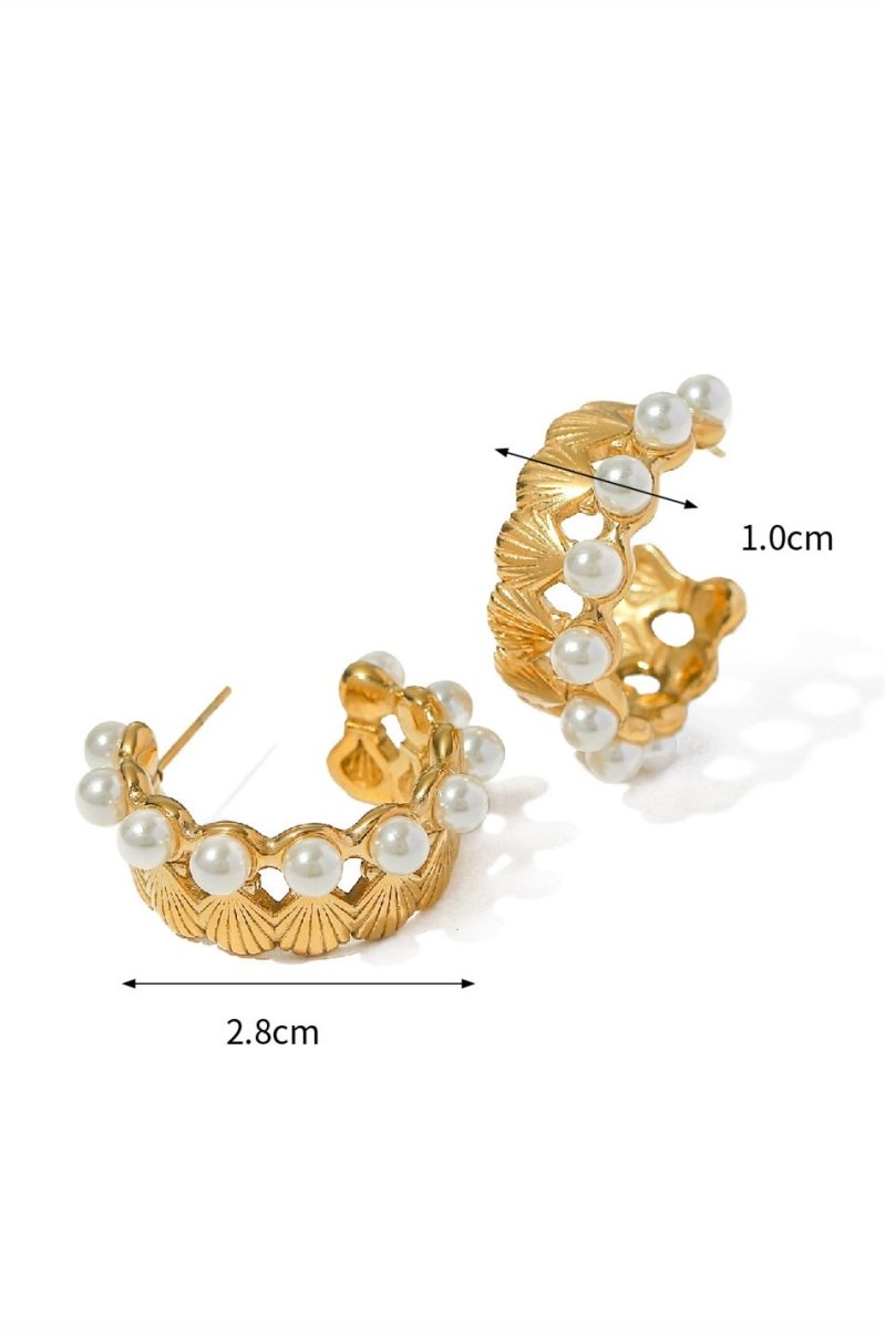 Shell Pearl Hoop Earrings