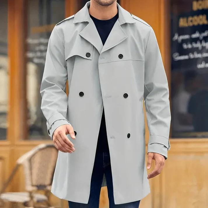 Classic winter trench coat with double buttons - leon