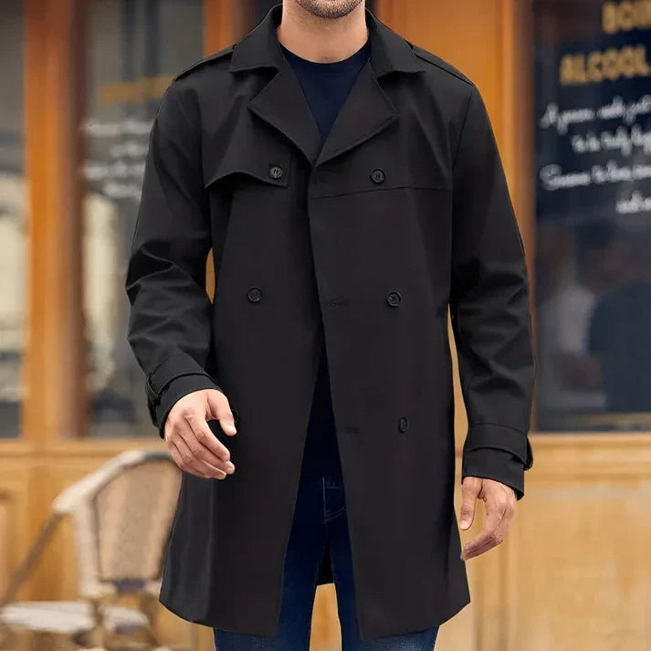 Classic winter trench coat with double buttons - leon