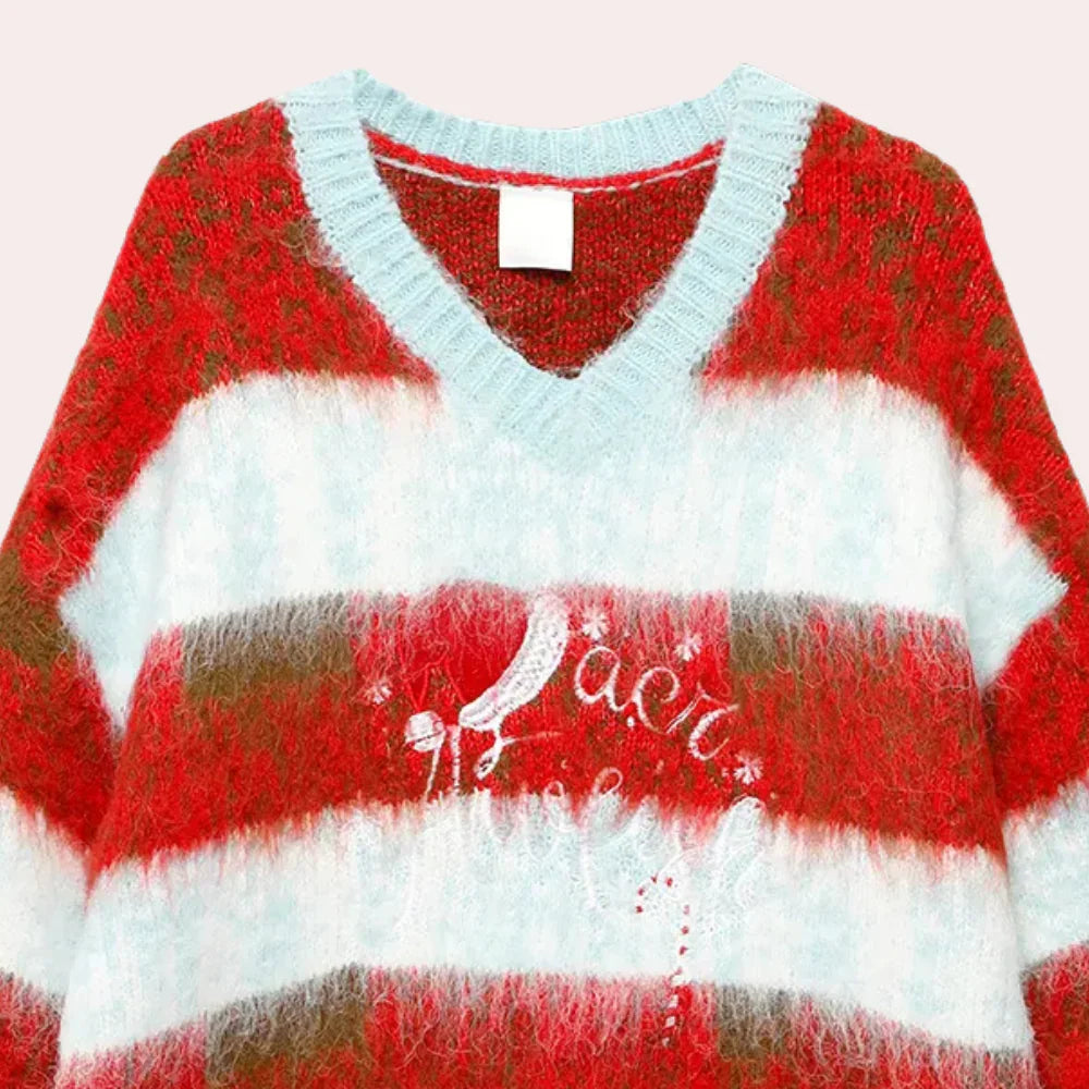 Niana - striped comfy Christmas jumper for women